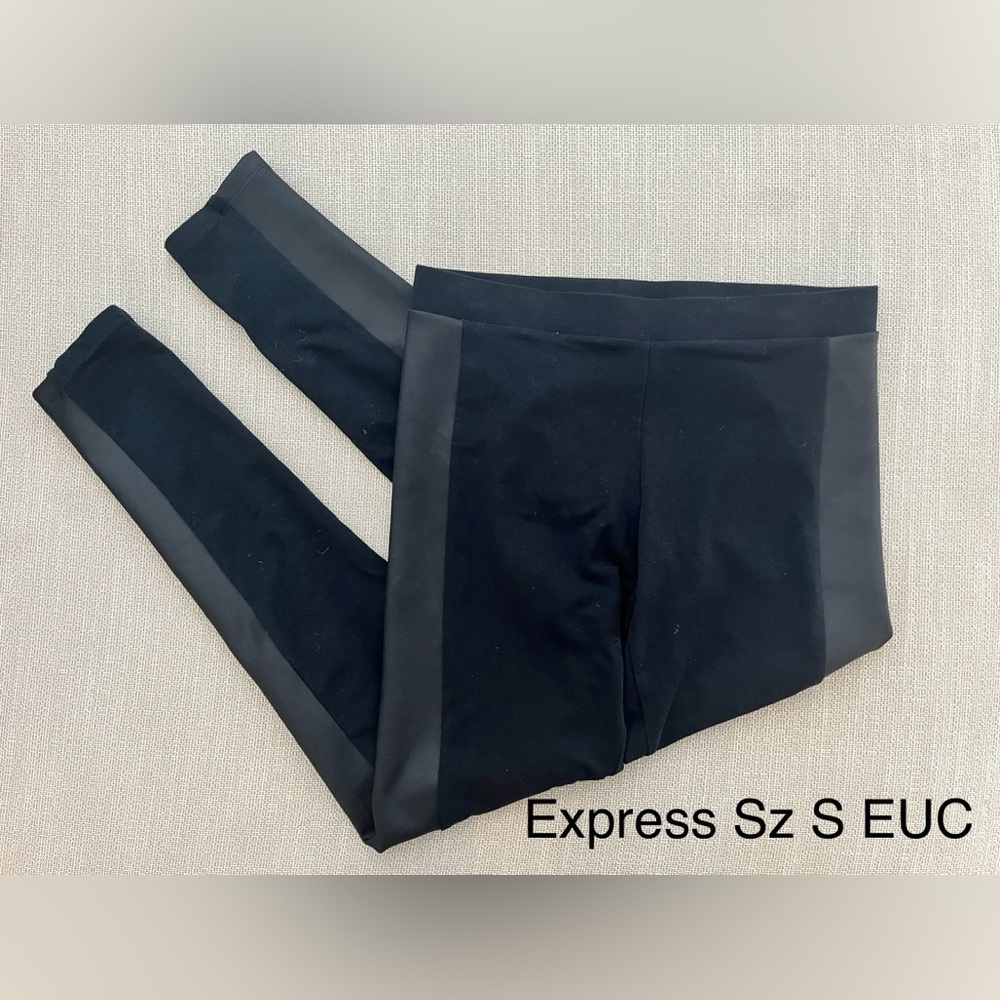 Express Black Faux Leather Tuxedo Stripe Leggings Size S